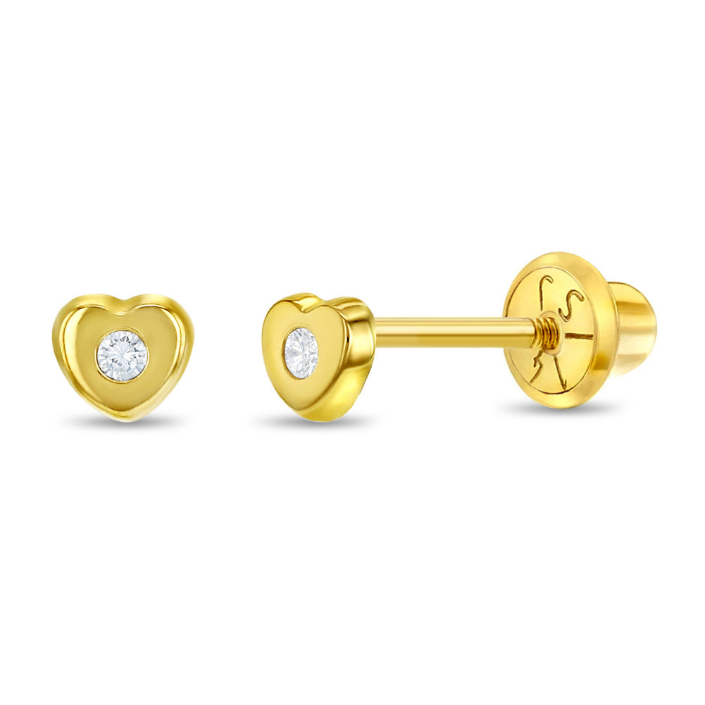 Girls 14K Yellow Gold Birthstone Dangling Heart Huggie Earrings –  Loveivy.com